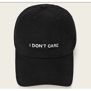 Black White Baseball Hat I don't Care Cap Slogan Embroidered Graphic Throwback